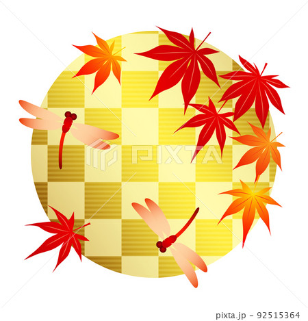 紅葉とんぼの秋の和アイコン金 紅葉とんぼの秋の和アイコン金 92515364