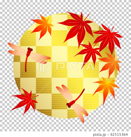 紅葉とんぼの秋の和アイコン金 紅葉とんぼの秋の和アイコン金 92515364