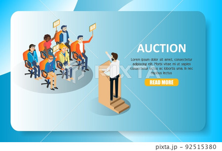 Auction vector isometric web banner website template Auction vector isometric web banner website template 92515380