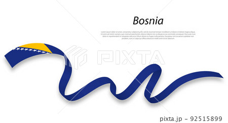 Waving ribbon or banner with flag of Bosnia. 92515899