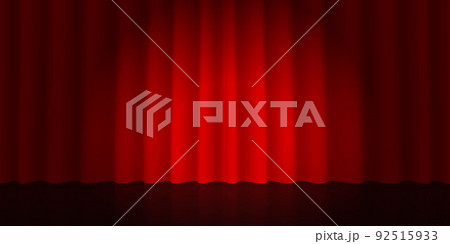 3d realistic scene with red curtain and spotlight. 92515933