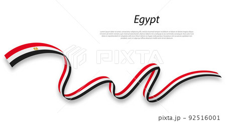 Waving ribbon or banner with flag of Egypt. 92516001