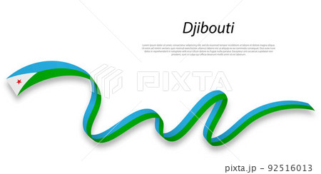 Waving ribbon or banner with flag of Djibouti. 92516013