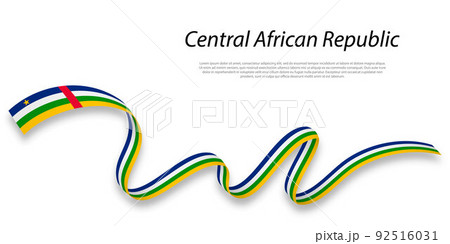 Waving ribbon or banner with flag of Central African Republic. 92516031