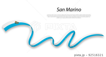 Waving ribbon or banner with flag of San Marino. 92516321