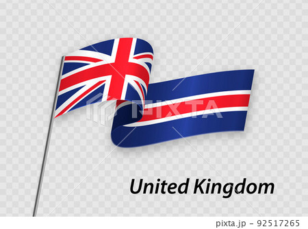 Waving flag of United Kingdom on flagpole. Template for independ Waving flag of United Kingdom on flagpole. Template for independ 92517265