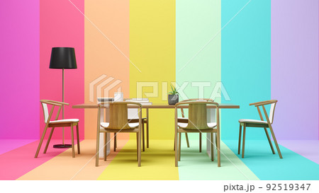 Interior of modern living room colorful background 3D rendering 92519347