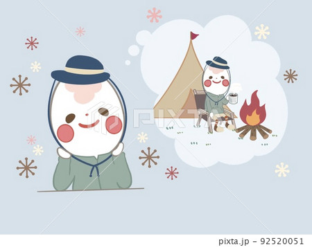 キャンプの楽しい思い出に浸るのイラスト素材
