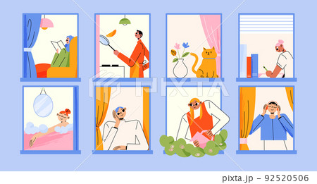 Neighbors in house windows act 92520506