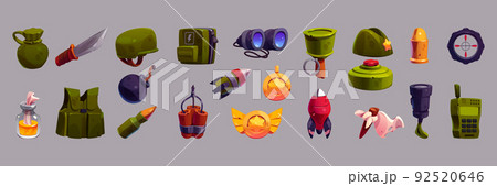 Military game icons cartoon vector, war collection Military game icons cartoon vector, war collection 92520646
