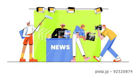 Live news in broadcasting production tv studio Live news in broadcasting production tv studio 92520874