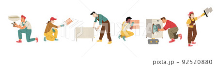 Repair workers, handyman service, labor characters 92520880