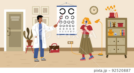 Doctor ophthalmologist check patient vision 92520887