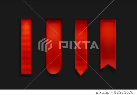 Red bookmarks, ribbon, banner 3d vector mockup set Red bookmarks, ribbon, banner 3d vector mockup set 92521076