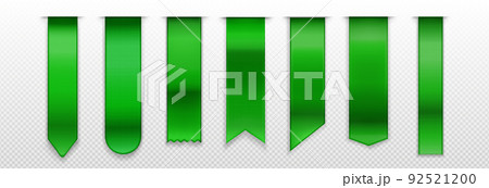 Green bookmarks, ribbon, banner 3d vector mockup 92521200