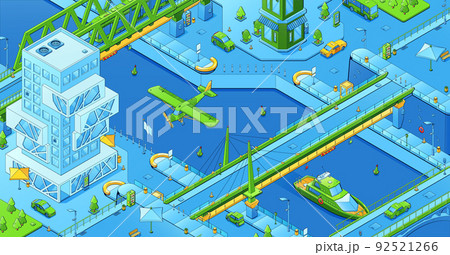 Isometric city infrastructure, transport, bridges 92521266