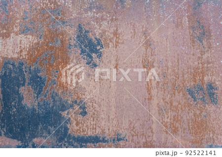 Blue paint old spots traces pattern outdated on the texture of rusty metal background steel grunge obsolete stain Blue paint old spots traces pattern outdated on the texture of rusty metal background steel grunge obsolete stain 92522141