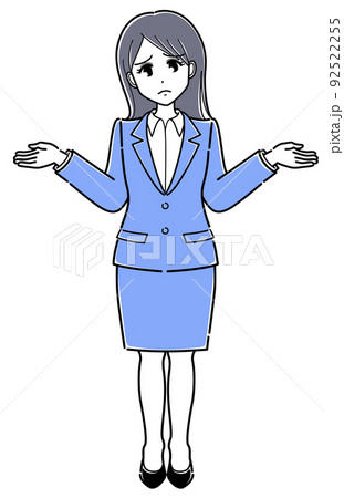 肩をすくめるスーツの女性(シンプル・全身) 肩をすくめるスーツの女性(シンプル・全身) 92522255
