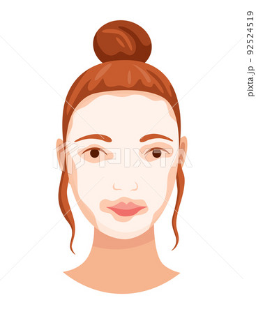 Face skin care. Facial cleaning procedure. Girl cares about her face. Skin care routine, simple woman face facial procedures banner 92524519