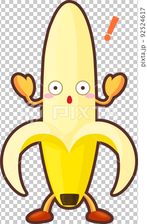 驚いているかわいいバナナのキャラクターのイラスト 92524617