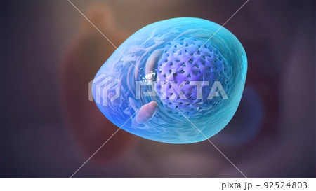 3D illustration of a virus attack on an organism 92524803