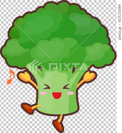 一個非常快樂的可愛西蘭花角色的插圖 92525094