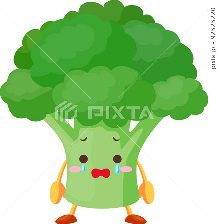 涙を流すかわいいブロッコリーのキャラクターのイラスト 92525220