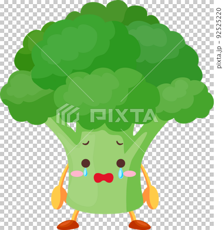 涙を流すかわいいブロッコリーのキャラクターのイラスト 92525220