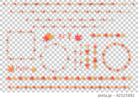 Transparent autumn leaves frame set Transparent autumn leaves frame set 92525892