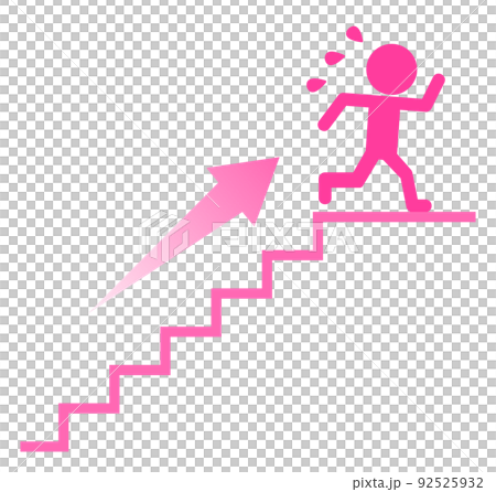 A person who desperately worked hard to climb to the top floor of the stairs 92525932