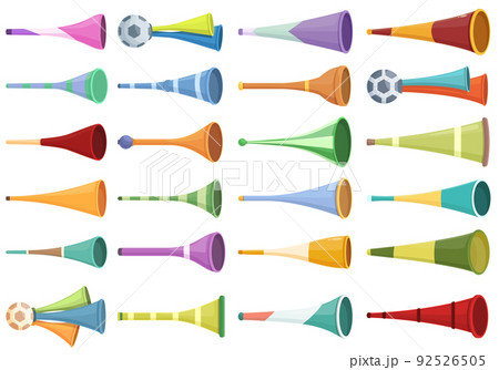 Vuvuzela icons set cartoon vector. South Africa. Soccer horn 92526505