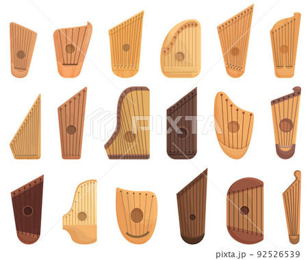 Kantele icons set cartoon vector. Music acoustic. Chord equipment Kantele icons set cartoon vector. Music acoustic. Chord equipment 92526539