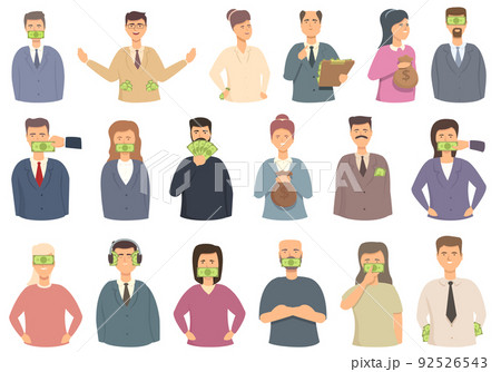 Lobbyist icons set cartoon vector. Political action. Business customer Lobbyist icons set cartoon vector. Political action. Business customer 92526543