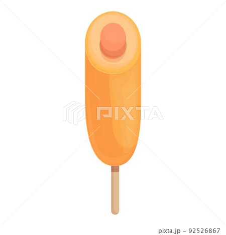 Hot food icon cartoon vector. Corn dog stick. Corndog food Hot food icon cartoon vector. Corn dog stick. Corndog food 92526867