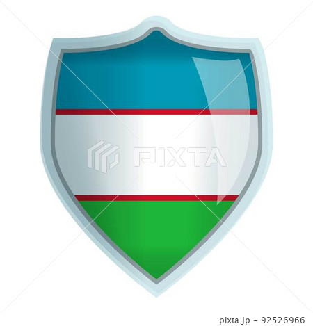 Uzbekistan flag shield icon cartoon vector. Map emblem. Independence day Uzbekistan flag shield icon cartoon vector. Map emblem. Independence day 92526966