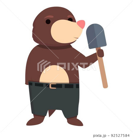 Mole take shovel icon cartoon vector. Cute animal. Happy ground 92527584