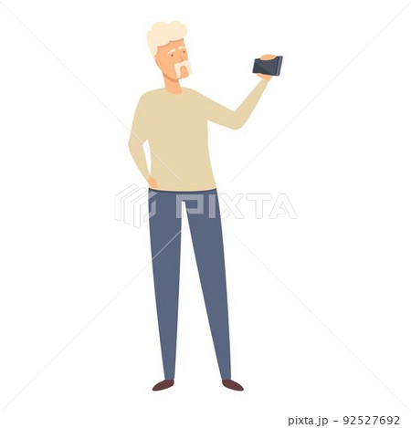 Elder man use video call icon cartoon vector. Senior online. Computer online Elder man use video call icon cartoon vector. Senior online. Computer online 92527692
