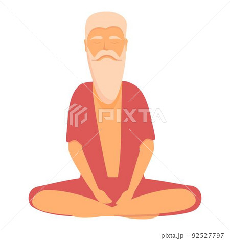 Guru relaxation icon cartoon vector. Indian yoga. Calm pose 92527797