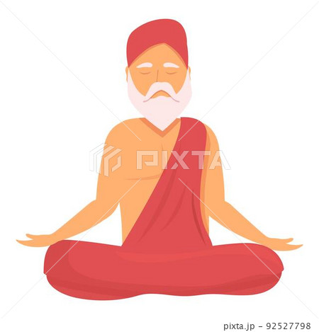 Indian monk icon cartoon vector. Yoga man. Calm pose Indian monk icon cartoon vector. Yoga man. Calm pose 92527798