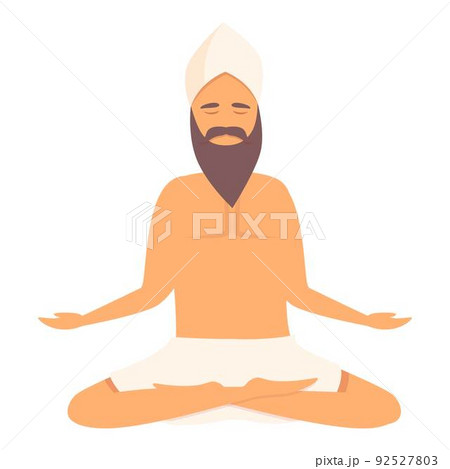 Guru icon cartoon vector. Indian man. Calm people 92527803