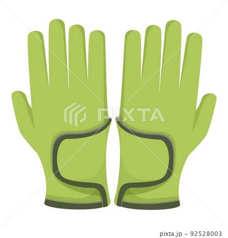 Green gloves icon cartoon vector. Safety protection. Winter ski Green gloves icon cartoon vector. Safety protection. Winter ski 92528003