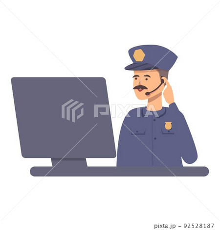 Police call center icon cartoon vector. Thank team. Help care 92528187