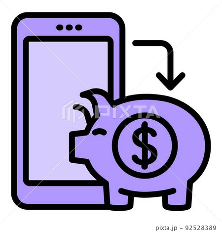 Phone piggy bank icon outline vector. Online transfer. App cash Phone piggy bank icon outline vector. Online transfer. App cash 92528389