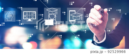 Distance learning theme with businessman Distance learning theme with businessman 92529966