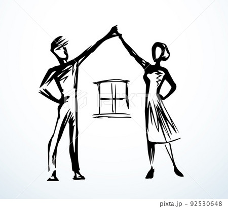 House in the form of a family. Vector drawing House in the form of a family. Vector drawing 92530648