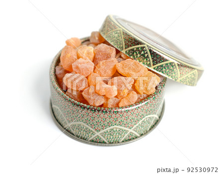Frankincense, also known as olibanum, is an aromatic resin. Isolated on white background Frankincense, also known as olibanum, is an aromatic resin. Isolated on white background 92530972