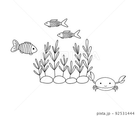 seaweeds clipart black and white fish