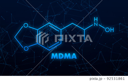 Methylenedioxymethamphetamine, MDMA chemical ecstasy molecule. Vector illustration. Methylenedioxymethamphetamine, MDMA chemical ecstasy molecule. Vector illustration. 92531861