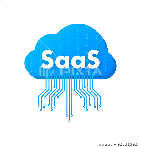 SaaS - Software as a service. Cloud sevice, synchronize. Vector illustration. 92531992