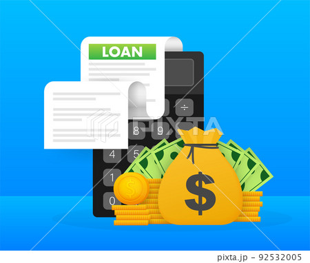 Loan agreement borrow money. Bank loan, credit agreement. Bank credit. Vector illustration. 92532005